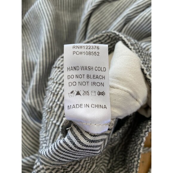 Mustard Seed Womens Striped High-Waisted Wide-Leg Pants L Gray Cotton Blend - Picture 6 of 8